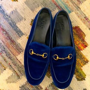 Gucci Jordaan blue velvet loafer 39.5